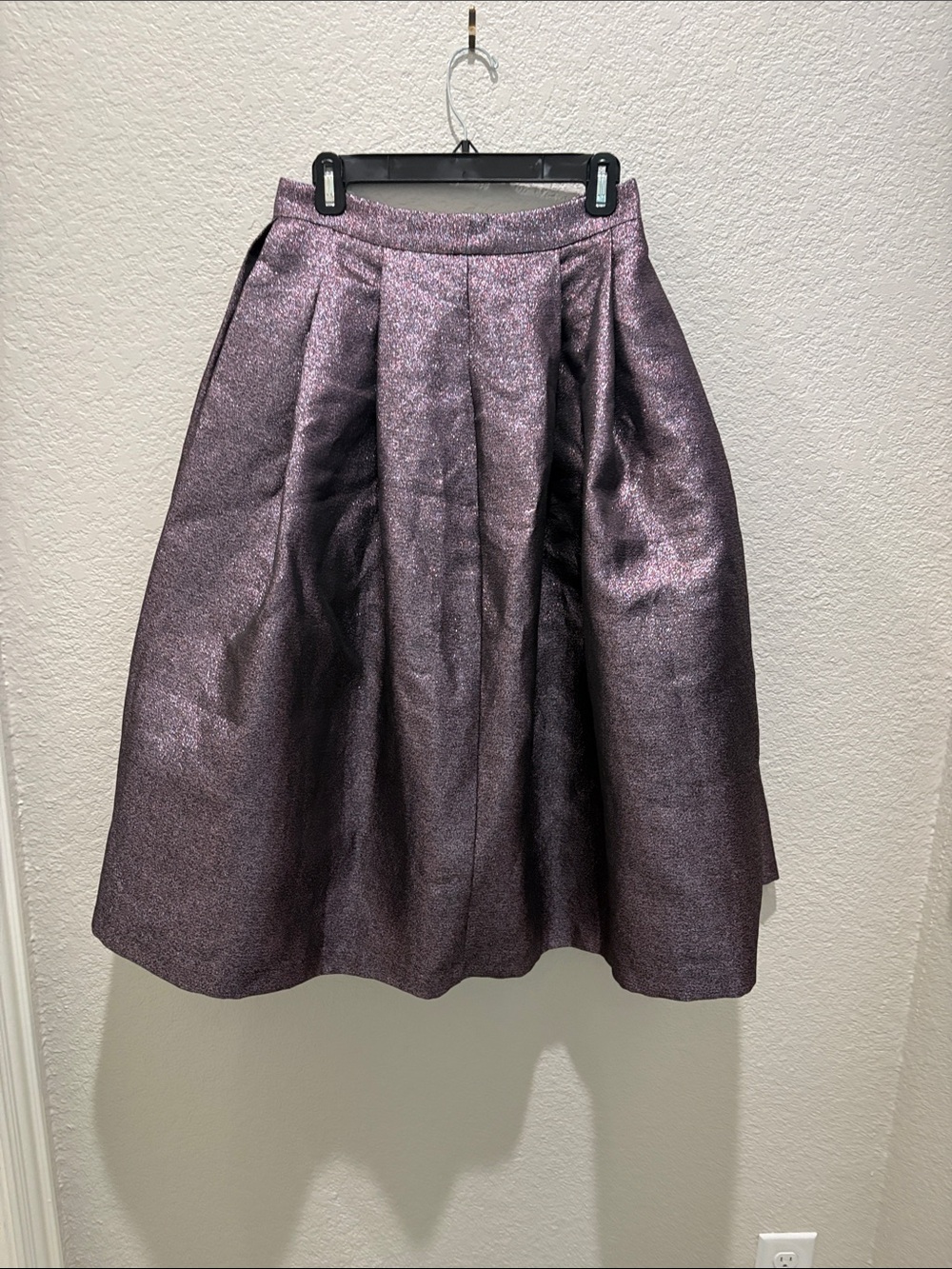 Halogen Shimmery Plum A-Line Midi Skirt